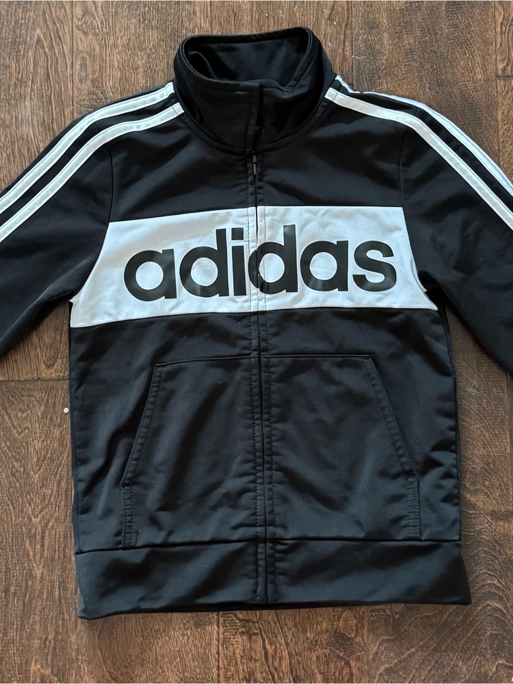adidas Black Track Jacket with White Logo Stripe
